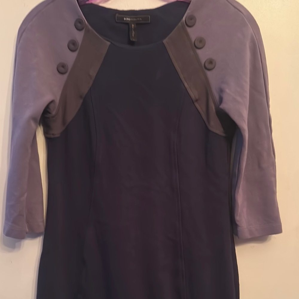 BCBGMAXAZRIA Ink COMBO RAYON BLEND CONTRAST PONTE KNIT DRESS
